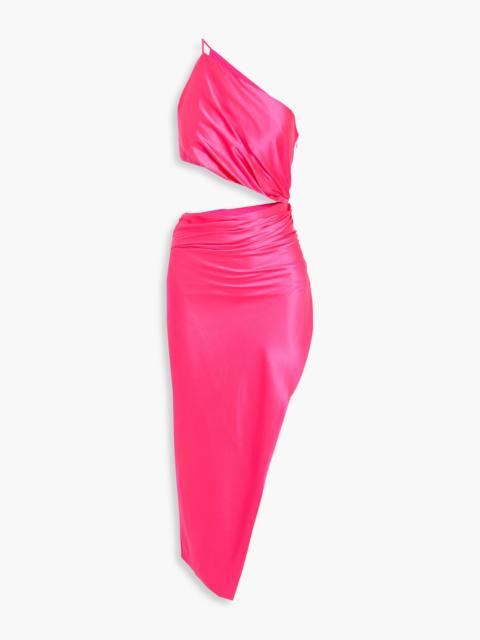 THE SEI One-shoulder cutout silk-satin midi dress
