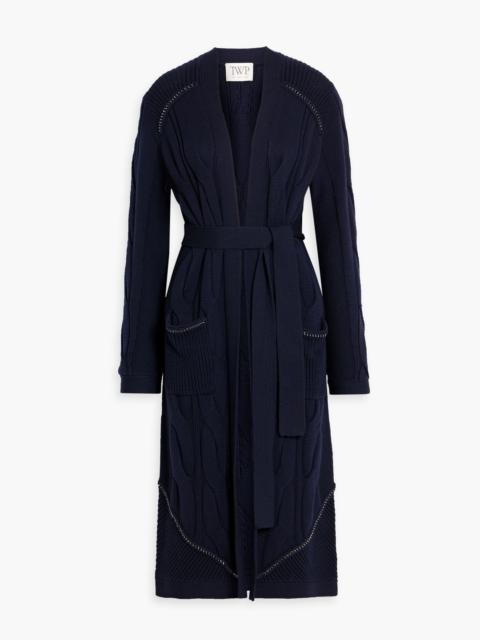 TWP Chain-embellished cable-knit merino wool cardigan