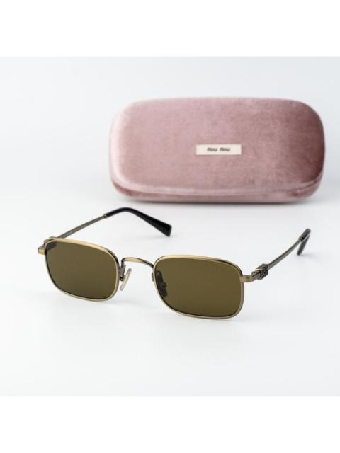 Miu Miu Miu Miu Women Sunglasses Old Gold Brown Rectangle MUA53S 26C09Z NEW AUTHENTIC