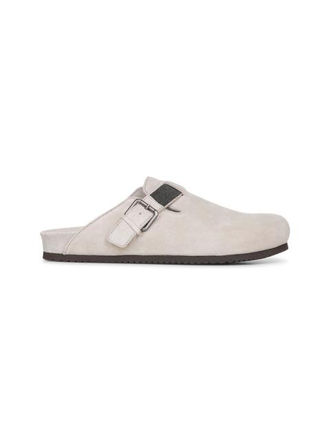 Brunello Cucinelli Women Grey Suede Monili Clogs