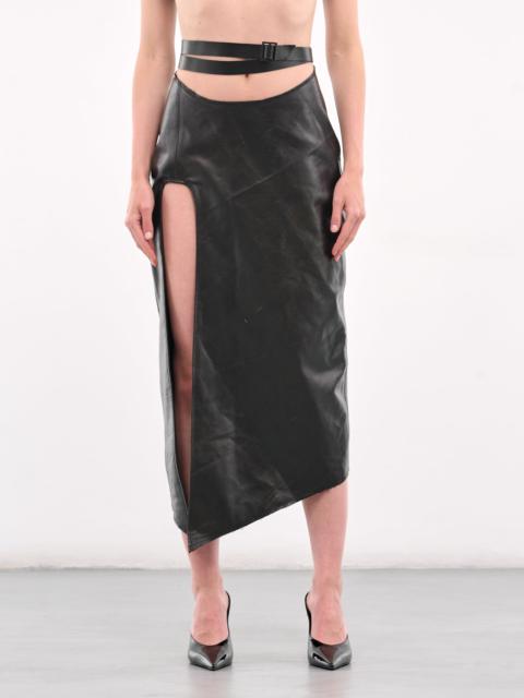 ELENA VELEZ Vent Leather Midi Skirt