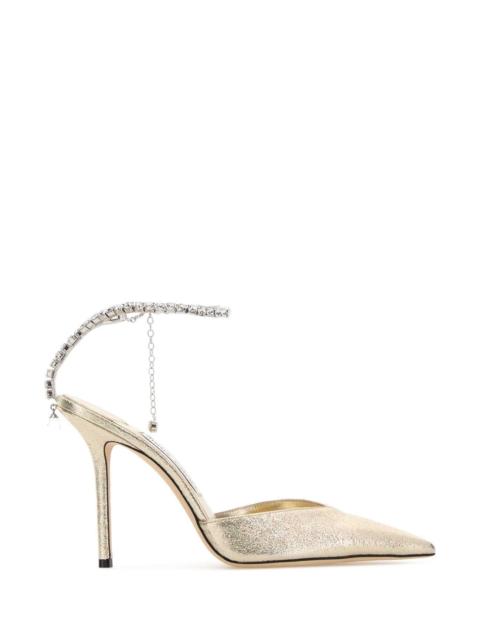 JIMMY CHOO Jimmy Choo Women Gold Fabric Saeda 100 Pumps