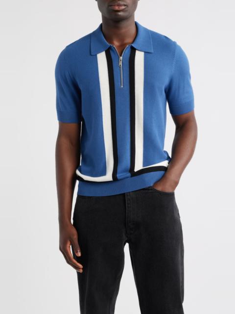 HUGO HUGO Sholpone Half Zip Polo in Medium Blue at Nordstrom