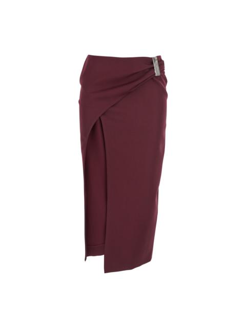 THE ATTICO Wool Gabardine Midi Skirt