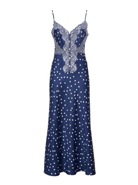 LORETTA CAPONI Palmira Polka Dot Lace Dress navy
