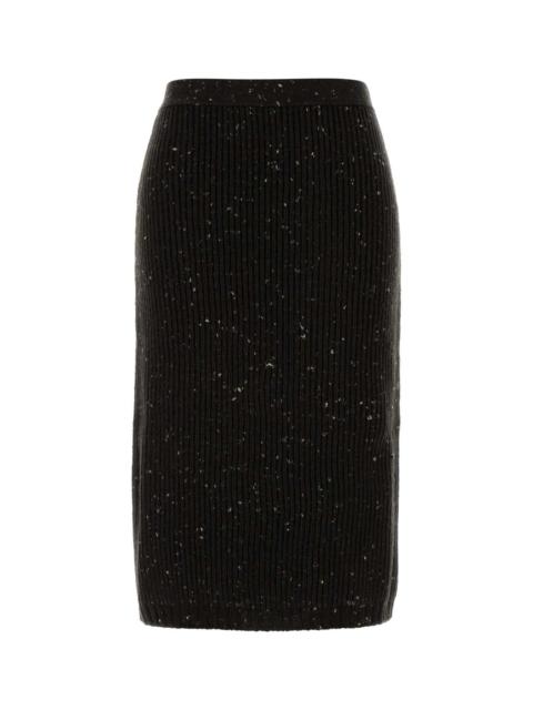 Bottega Veneta Bottega Veneta Women Melange Dark Brown Wool Blend Skirt