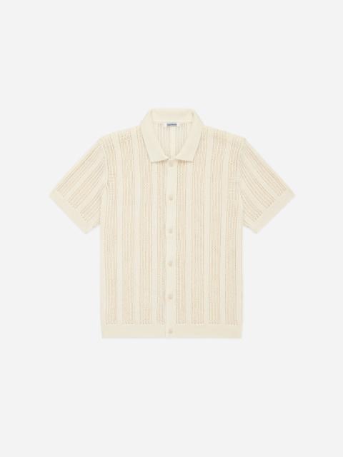 3sixteen Short Sleeve Knit Shirt - Ecru Mesh Stripe
