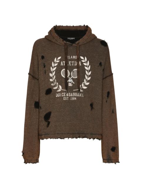 Dolce & Gabbana graphic-print ripped hoodie