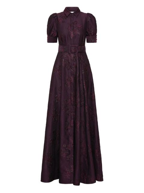 REBECCA VALLANCE Afina puff-sleeve brocade gown