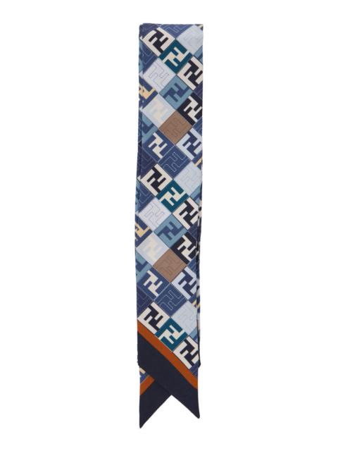 Fendi Women Multicolor Scarf With Geometric And Ff All-Over Motif In Silk Woman