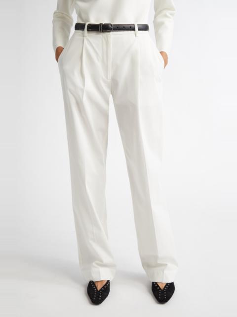 Totême TOTEME Pleated Straight Leg Trousers in White at Nordstrom