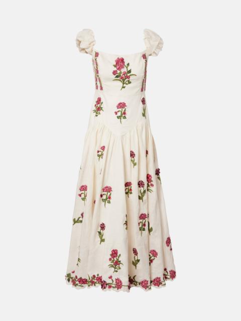 Agua by Agua Bendita Siembra embroidered linen maxi dress