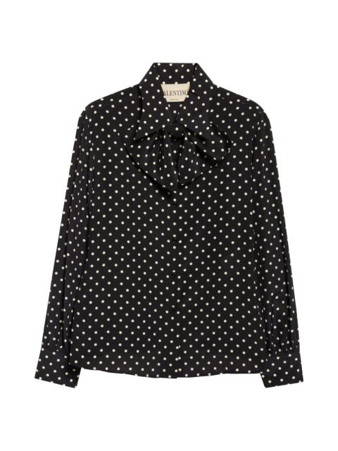 Valentino Valentino Dot Silk Crêpe de Chine Shirt in Black/White at Nordstrom