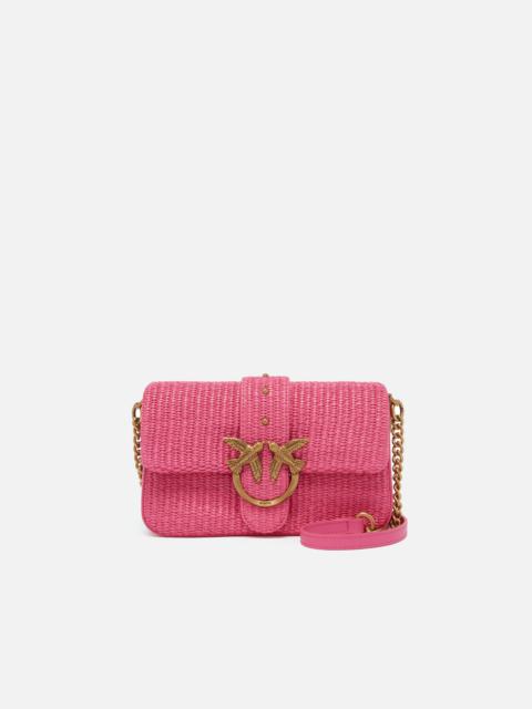 MINI LOVE BAG SLOUCHY SMALL SHOULDER BAG IN RAFFIA WITH DOUBLE SHOULDER STRAP