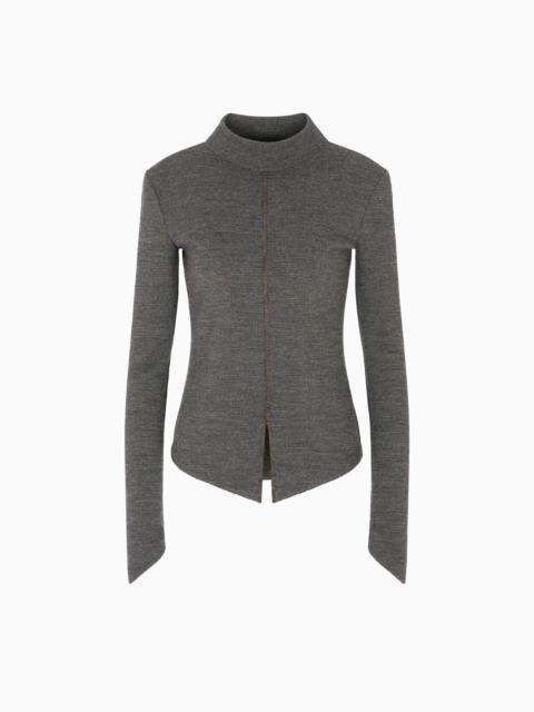 GIORGIO ARMANI VIRGIN WOOL JERSEY JUMPER WITH STAND COLLAR