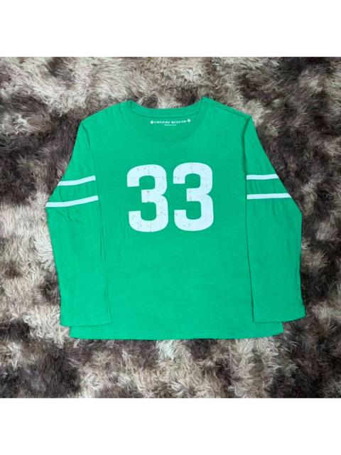 Chrome Hearts Chrome Hearts Green Distressed Long-Sleeve T-Shirt with Rippled Horseshoe Cross Floral Design