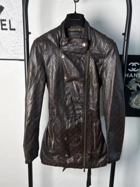 GUCCI Gucci Embossed Leather Jacket