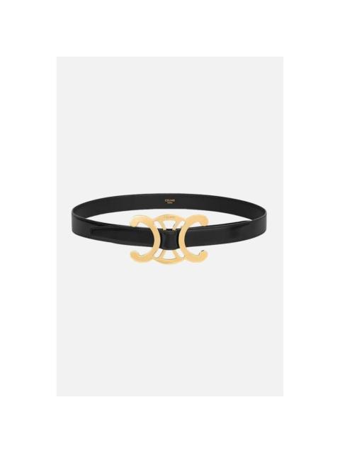 CELINE CELINE Triomphe Core 25mm Black Taurillon Leather Belt New &