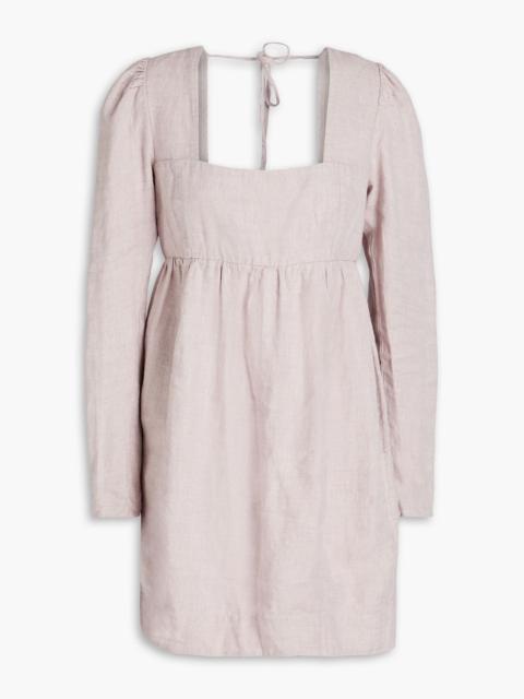 GANNI Gathered hemp mini dress