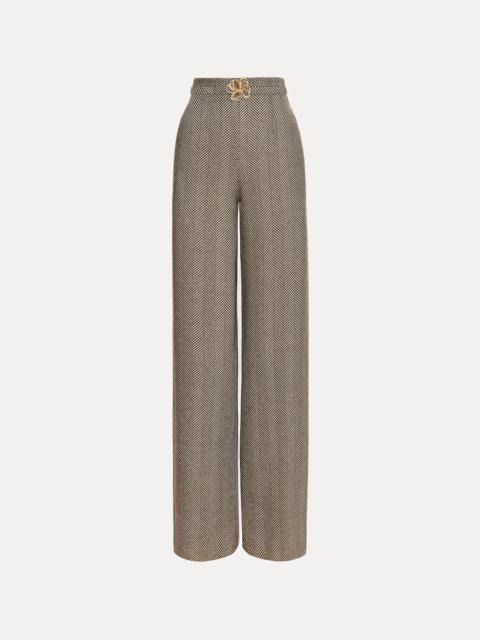 Oscar de la Renta CHEVRON CASHMERE-BLEND PANT