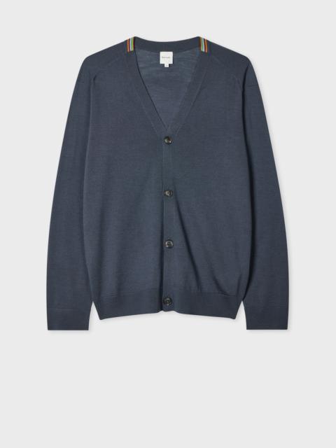 Paul Smith Grey Washable Wool 'Signature Stripe' Cardigan