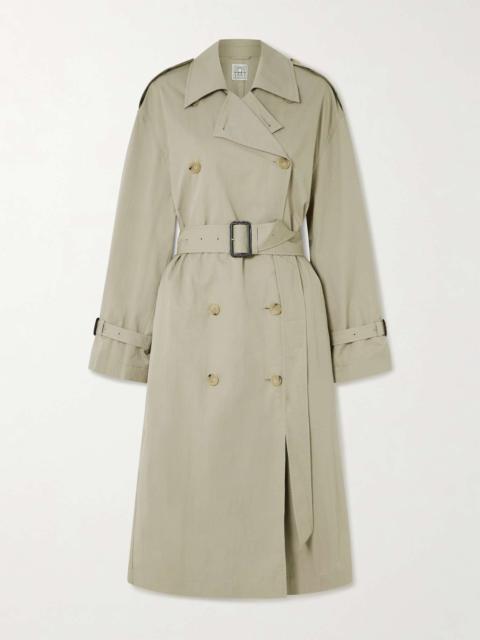 Belted organic cotton-blend trench coat Beige