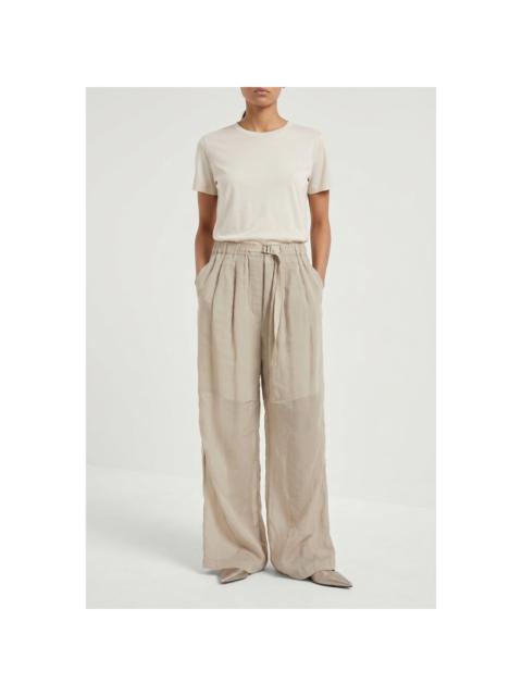 Brunello Cucinelli Brunello Cucinelli Wolight Beige Wide Leg Trousers