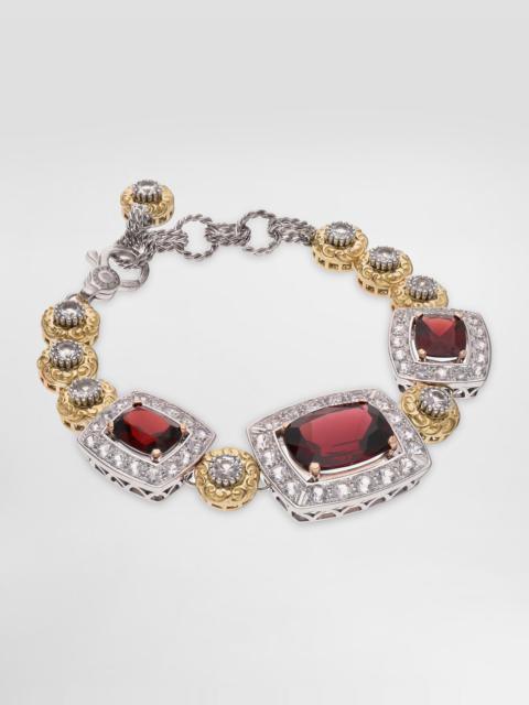 Dolce & Gabbana Eleganza Bracelet 18-carat white and rose gold, garnets, and sapphires