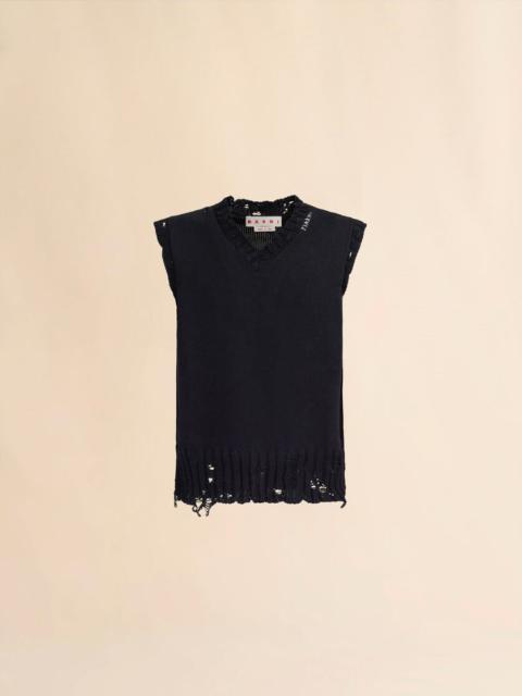 Marni BLACK COTTON V-NECK VEST
