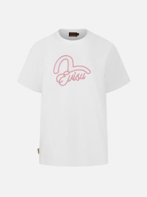 EVISU Seagull Print and Twisted Rope Logo Embroidery Boyfriend T-Shirt