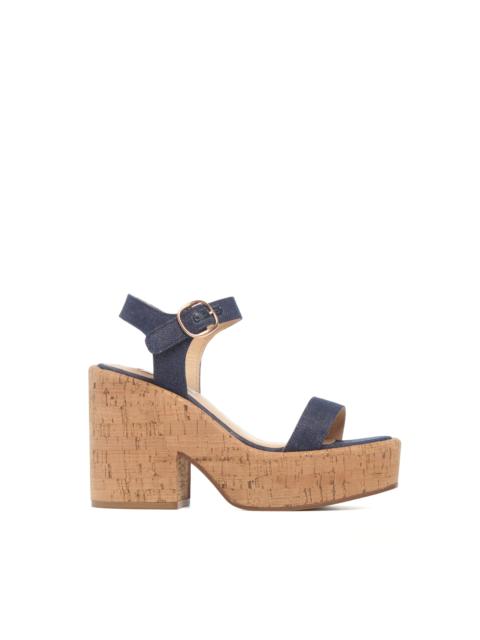 GABRIELA HEARST Sardis Platform Sandal in Recycled Cotton Linen Denim