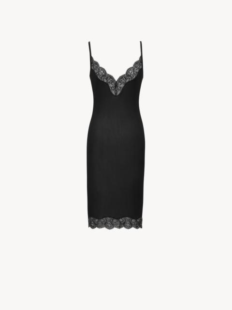 SAINT LAURENT LACED SLIP DRESS IN SILK JERSEY