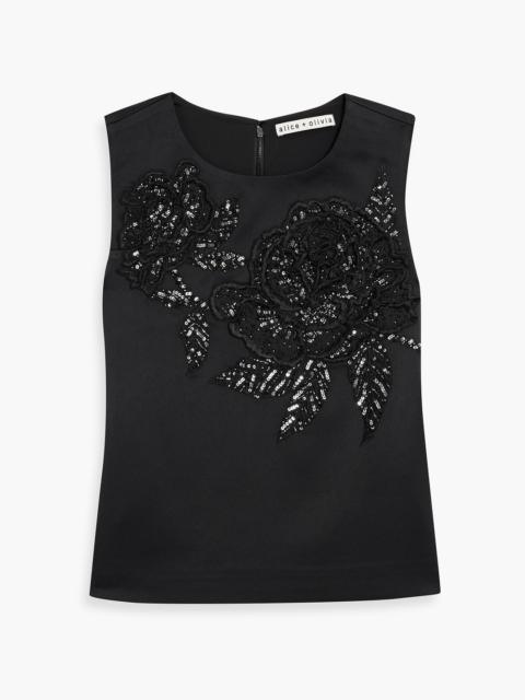 Alice + Olivia Amal embellished twill top