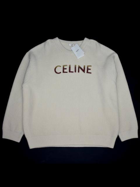 CELINE CELINE Cream Wool Sequin Logo Crewneck Sweater