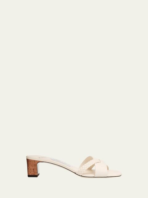 JIMMY CHOO 45mm Rori Leather Mule Sandals