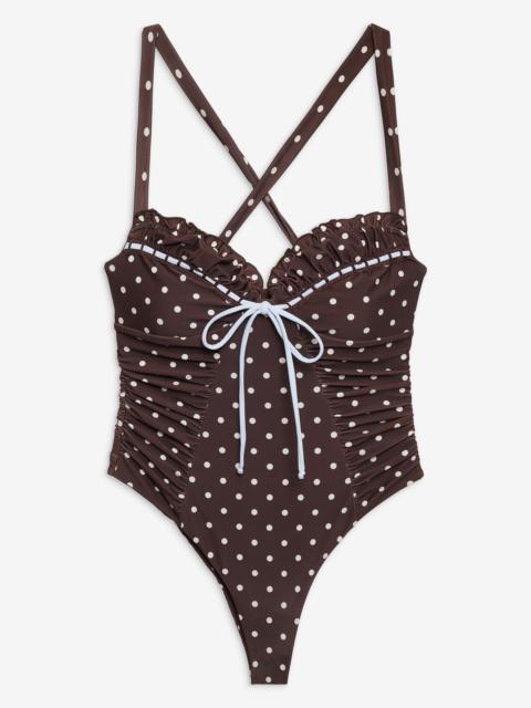 For Love & Lemons Chocolate Dot One Piece Swimsuit