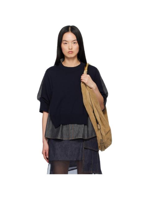 sacai Indigo Denim Mix Knit Pullover Sweater