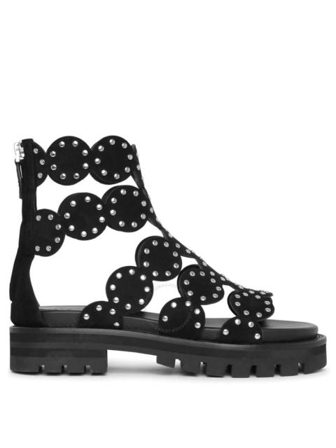 Alaia Ladies Black Studded Suede Chunky Sandals
