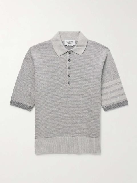 Striped Textured Linen and Cotton-Blend Polo Shirt