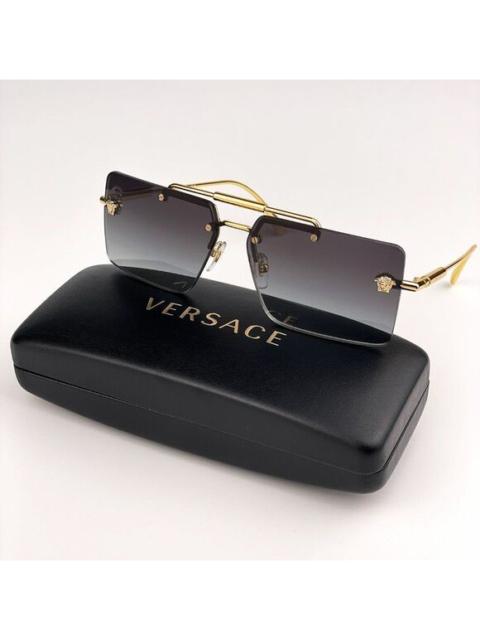 VERSACE NEW Versace VE2245	10028G Gold Gray Gradient  Rimless Metal Unisex Sunglasses