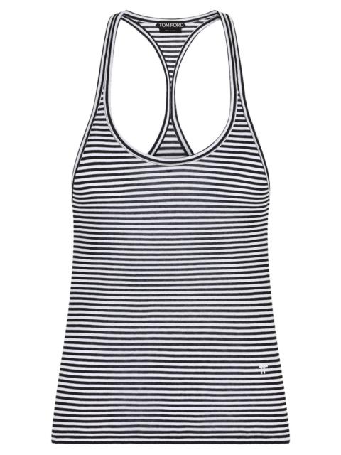 TOM FORD Tom Ford Women Striped Viscose Tank Top With Tonal Tf Embroidered Logo