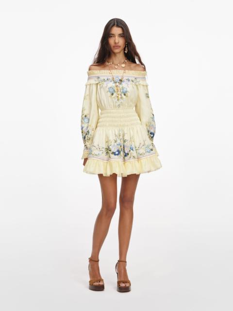 self-portrait Yellow Floral Organza Ruffle Mini Dress