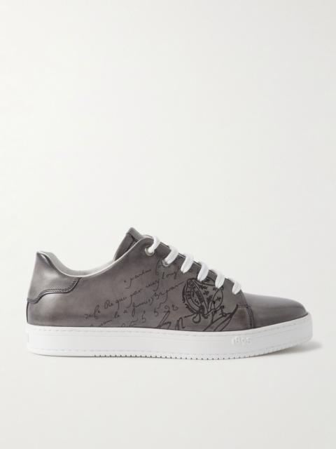 Berluti The Playtime Scritto Venezia Leather Sneakers Gray