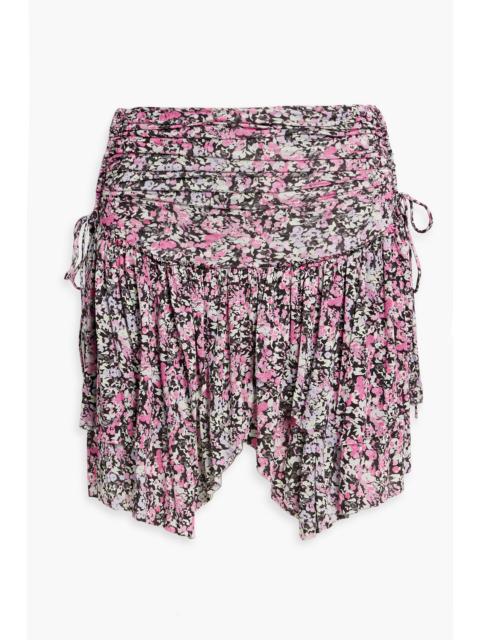 Isabel Marant Santa ruched floral-print jersey mini skirt