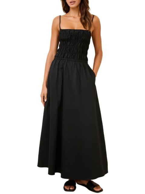 Solid & Striped Solid & Striped The Delta Smocked Cotton Maxi Sundress in Blackout at Nordstrom
