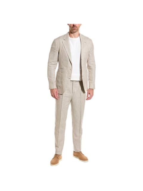 Brunello Cucinelli Brunello Cucinelli Men'S Beige Pinstripe Suit With Blazer