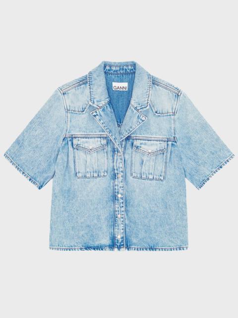 GANNI Shirt Soft Rigid Denim  Light blue wash