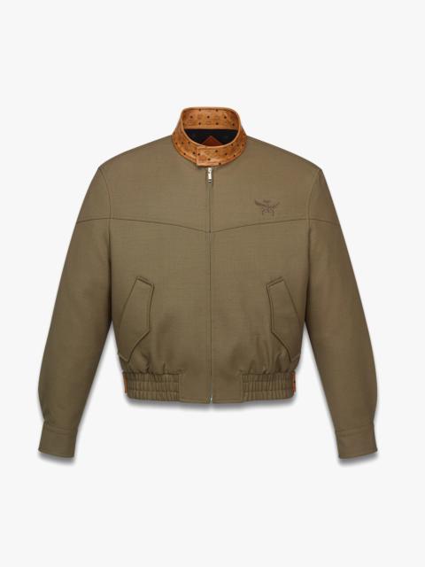 MCM Jacket in Wool Twill and Monogram Print Leather