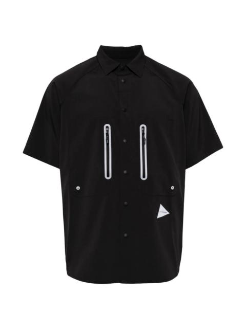 and Wander LOGO-PRINT PANELLED SHIRT