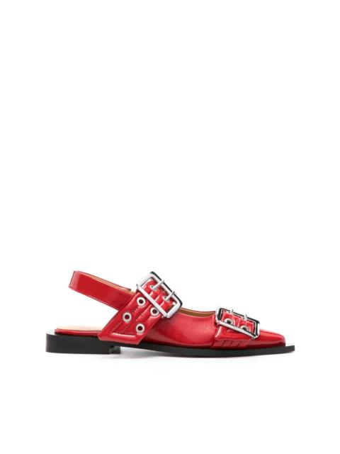 GANNI Wide Welt buckled ballerina shoes
